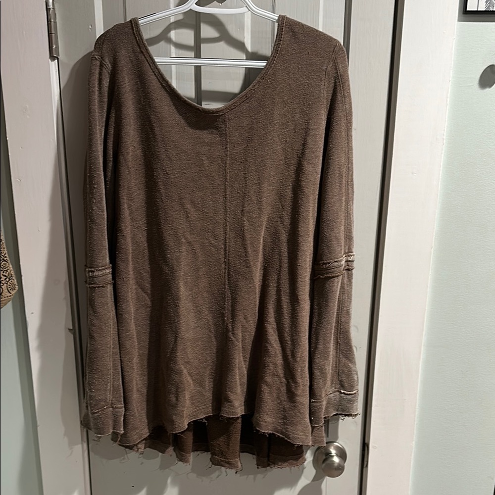 Free People Brown Long Sleeve Top